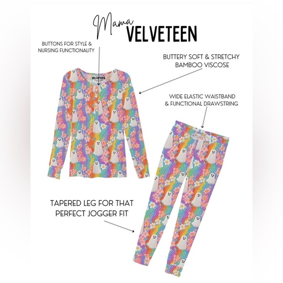 Bunny Knots Velveteen Spooooky Bamboo Women’s Jogger Lounge Set- XS - Picture 7 of 7